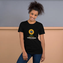 Load image into Gallery viewer, Happily Landlocked Tee in Black, on a woman
